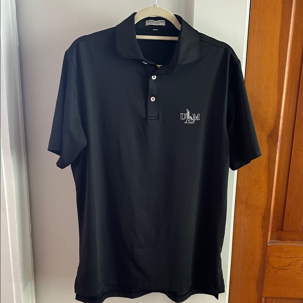Peter Millar Black Polo Shirt with Embroidered ULM Logo